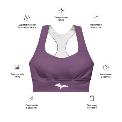 Michigan Upper Peninsula Longline Sports Bra (w/ UP Outline) | Plum