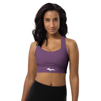 Michigan Upper Peninsula Longline Sports Bra (w/ UP Outline) | Plum