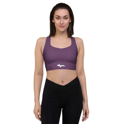 Michigan Upper Peninsula Longline Sports Bra (w/ UP Outline) | Plum