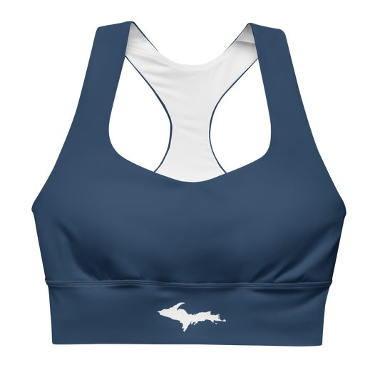 Michigan Upper Peninsula Longline Sports Bra (w/ UP Outline) | Navy