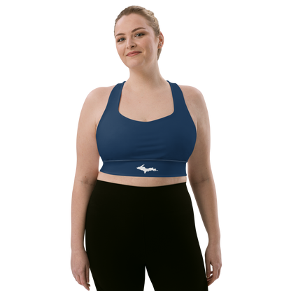 Michigan Upper Peninsula Longline Sports Bra (w/ UP Outline) | Navy