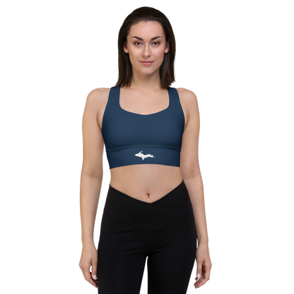 Michigan Upper Peninsula Longline Sports Bra (w/ UP Outline) | Navy