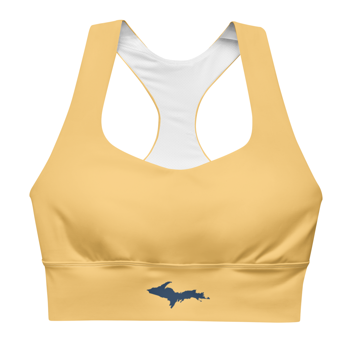 Michigan Upper Peninsula Longline Sports Bra (w/ UP Outline) | Citrine