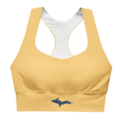 Michigan Upper Peninsula Longline Sports Bra (w/ UP Outline) | Citrine