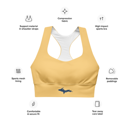 Michigan Upper Peninsula Longline Sports Bra (w/ UP Outline) | Citrine