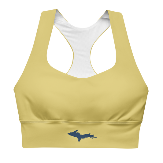 Michigan Upper Peninsula Longline Sports Bra (w/ UP Outline) | Plum Yellow