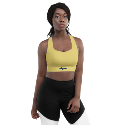 Michigan Upper Peninsula Longline Sports Bra (w/ UP Outline) | Plum Yellow