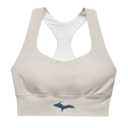 Michigan Upper Peninsula Longline Sports Bra (w/ UP Outline) | Canvas Color