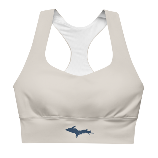 Michigan Upper Peninsula Longline Sports Bra (w/ UP Outline) | Canvas Color