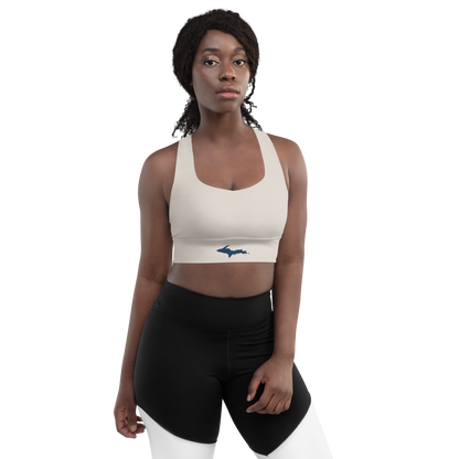 Michigan Upper Peninsula Longline Sports Bra (w/ UP Outline) | Canvas Color