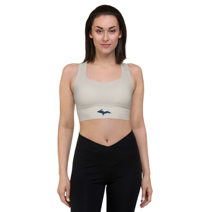 Michigan Upper Peninsula Longline Sports Bra (w/ UP Outline) | Canvas Color