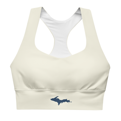 Michigan Upper Peninsula Longline Sports Bra (w/ UP Outline) | Ivory White