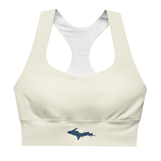 Michigan Upper Peninsula Longline Sports Bra (w/ UP Outline) | Ivory White