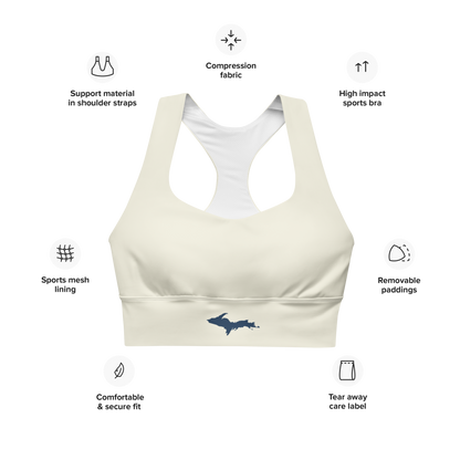 Michigan Upper Peninsula Longline Sports Bra (w/ UP Outline) | Ivory White