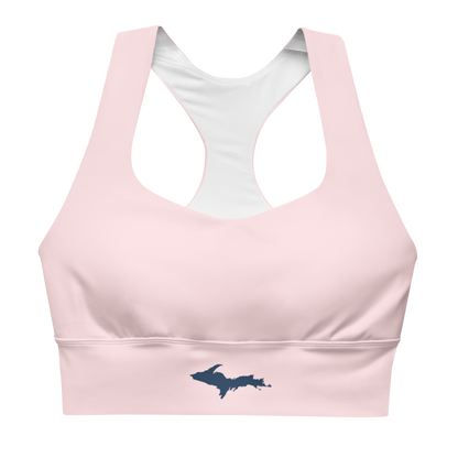 Michigan Upper Peninsula Longline Sports Bra (w/ UP Outline) | Pale Pink