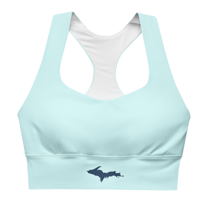 Michigan Upper Peninsula Longline Sports Bra (w/ UP Outline) | Cyan