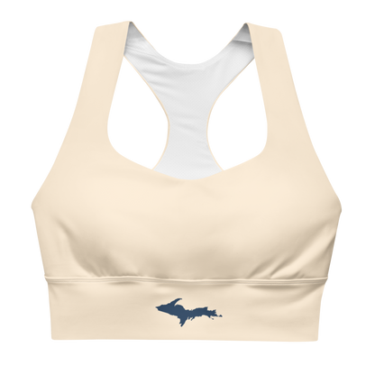 Michigan Upper Peninsula Longline Sports Bra (w/ UP Outline) | Pale Apricot