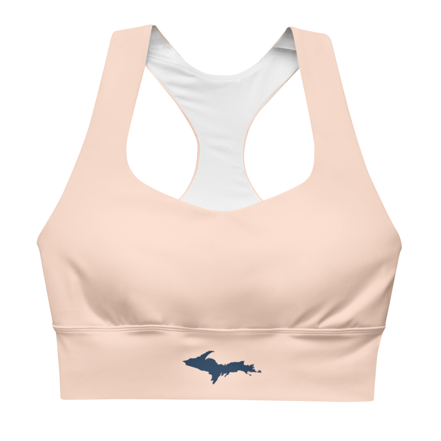 Michigan Upper Peninsula Longline Sports Bra (w/ UP Outline) | Cinderella Pink