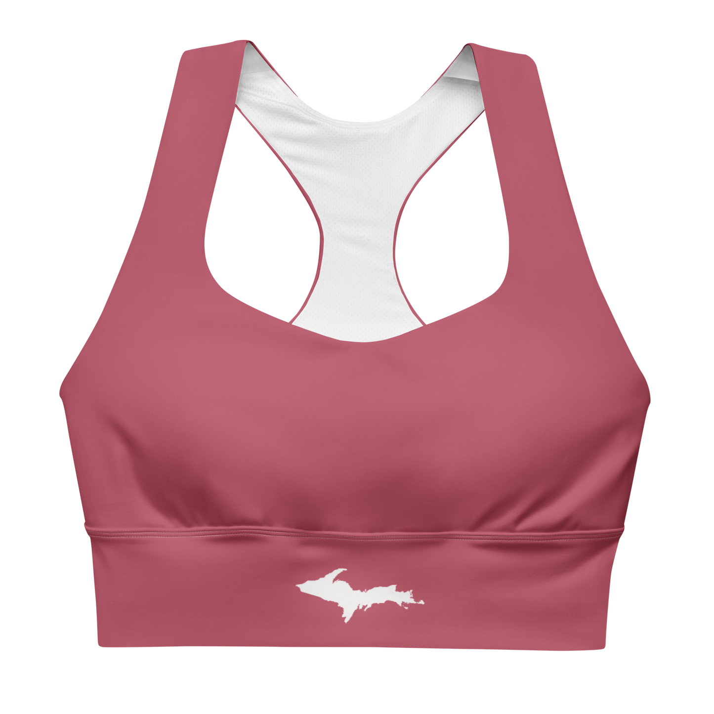 Michigan Upper Peninsula Longline Sports Bra (w/ UP Outline) | Popstar Pink