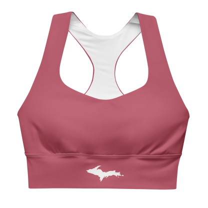 Michigan Upper Peninsula Longline Sports Bra (w/ UP Outline) | Popstar Pink