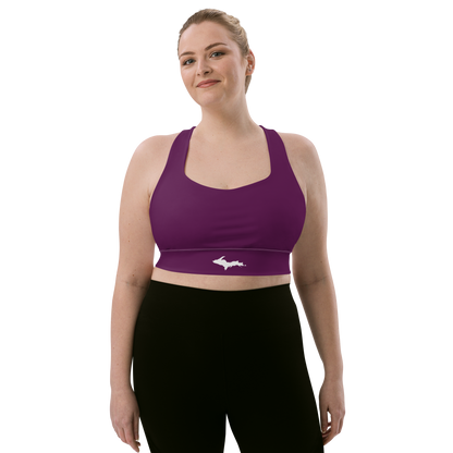 Michigan Upper Peninsula Longline Sports Bra (w/ UP Outline) | Tyrian Purple