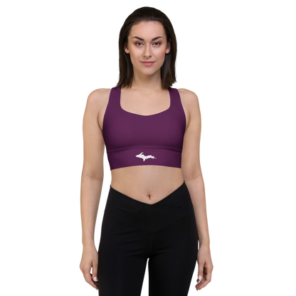 Michigan Upper Peninsula Longline Sports Bra (w/ UP Outline) | Tyrian Purple