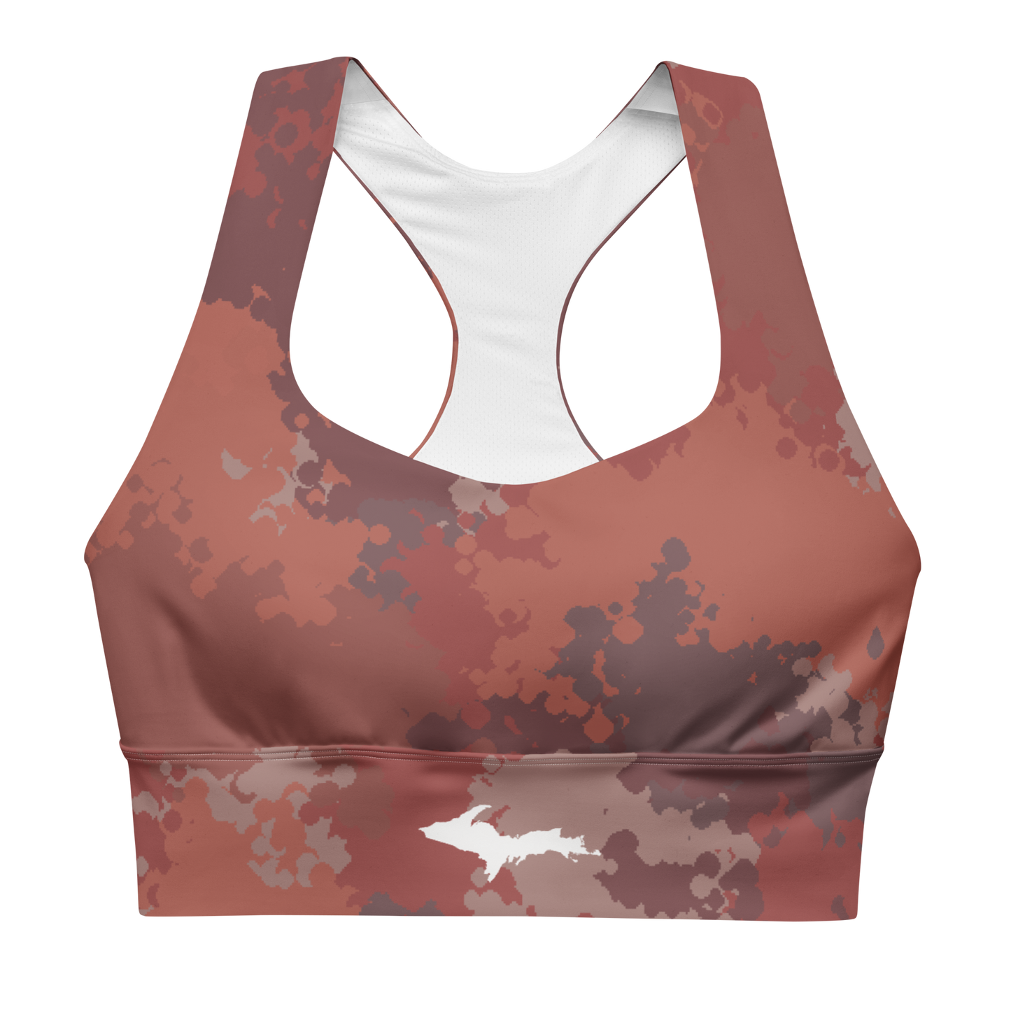 Michigan Upper Peninsula Longline Sports Bra (w/ UP Outline) | Ore Dock Camo