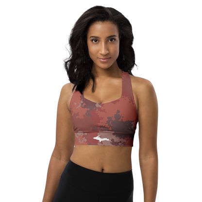 Michigan Upper Peninsula Longline Sports Bra (w/ UP Outline) | Ore Dock Camo