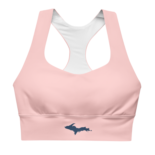 Michigan Upper Peninsula Longline Sports Bra (w/ UP Outline) | Cosmos Pink