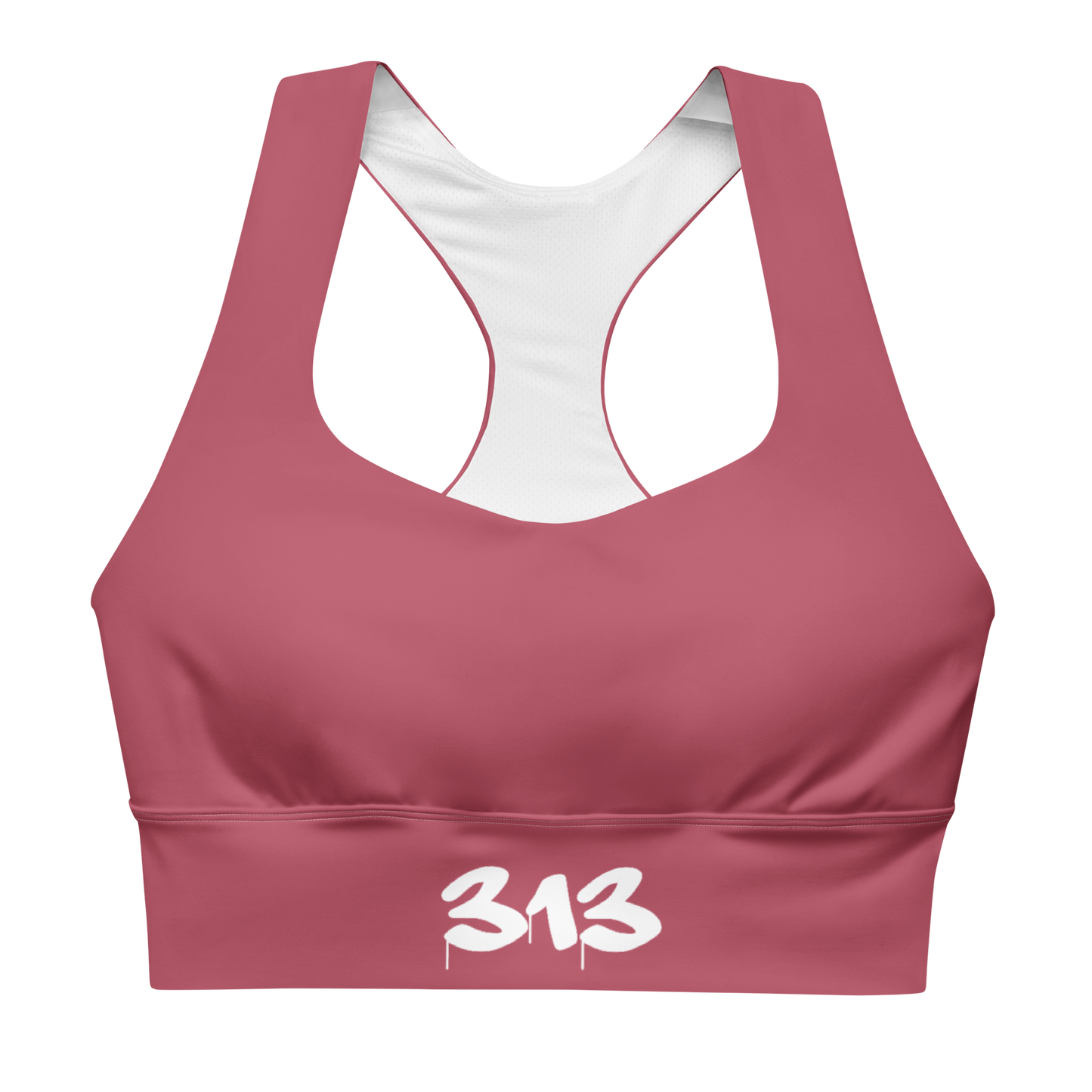 Detroit '313' Longline Sports Bra | Popstar Pink