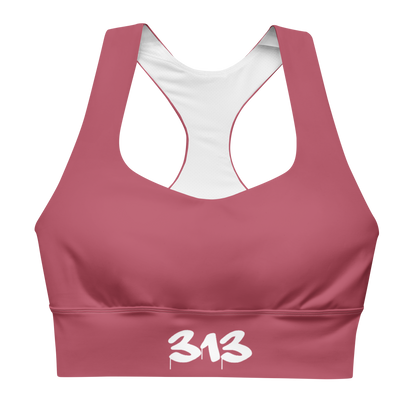 Detroit '313' Longline Sports Bra | Popstar Pink