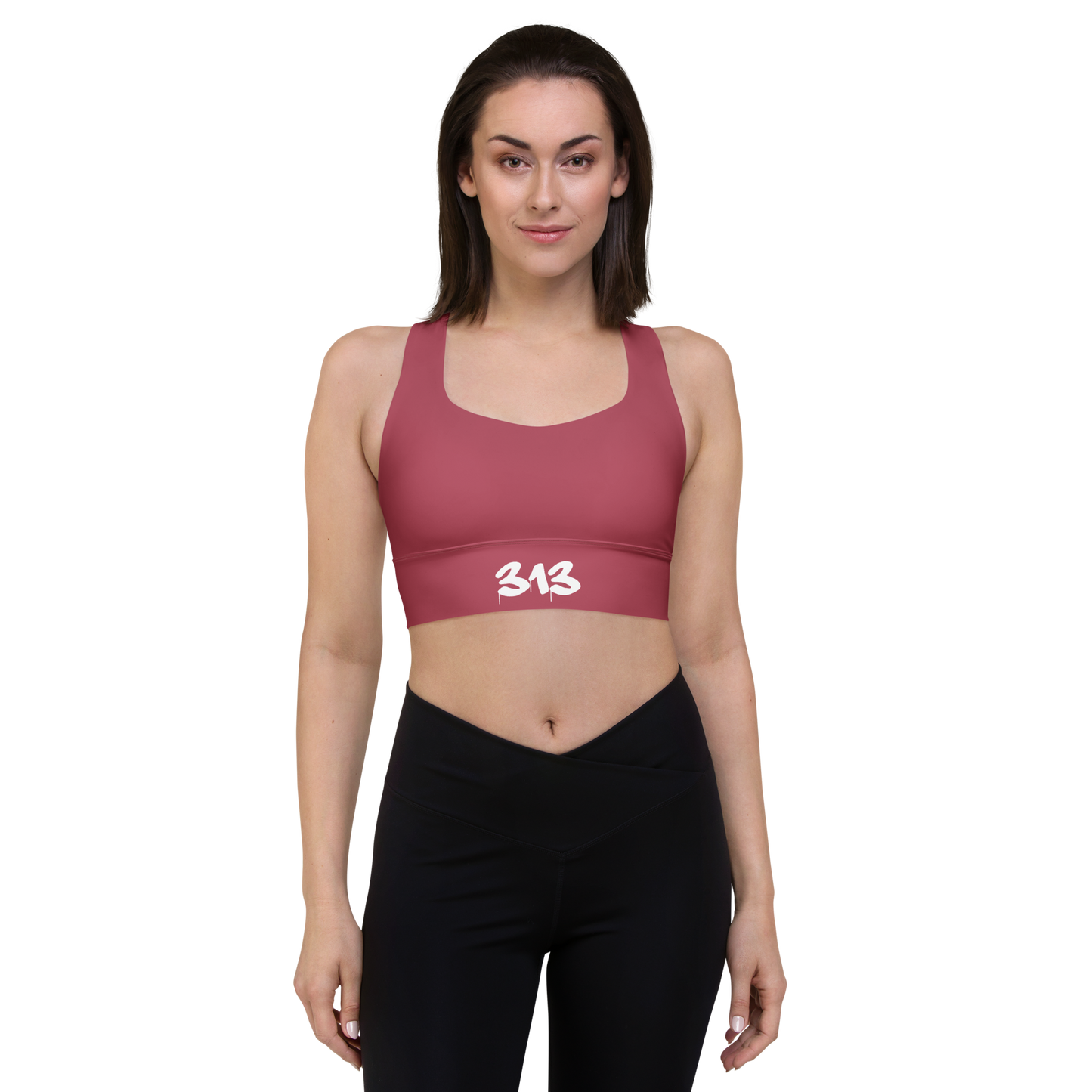 Detroit '313' Longline Sports Bra | Popstar Pink