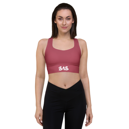 Detroit '313' Longline Sports Bra | Popstar Pink