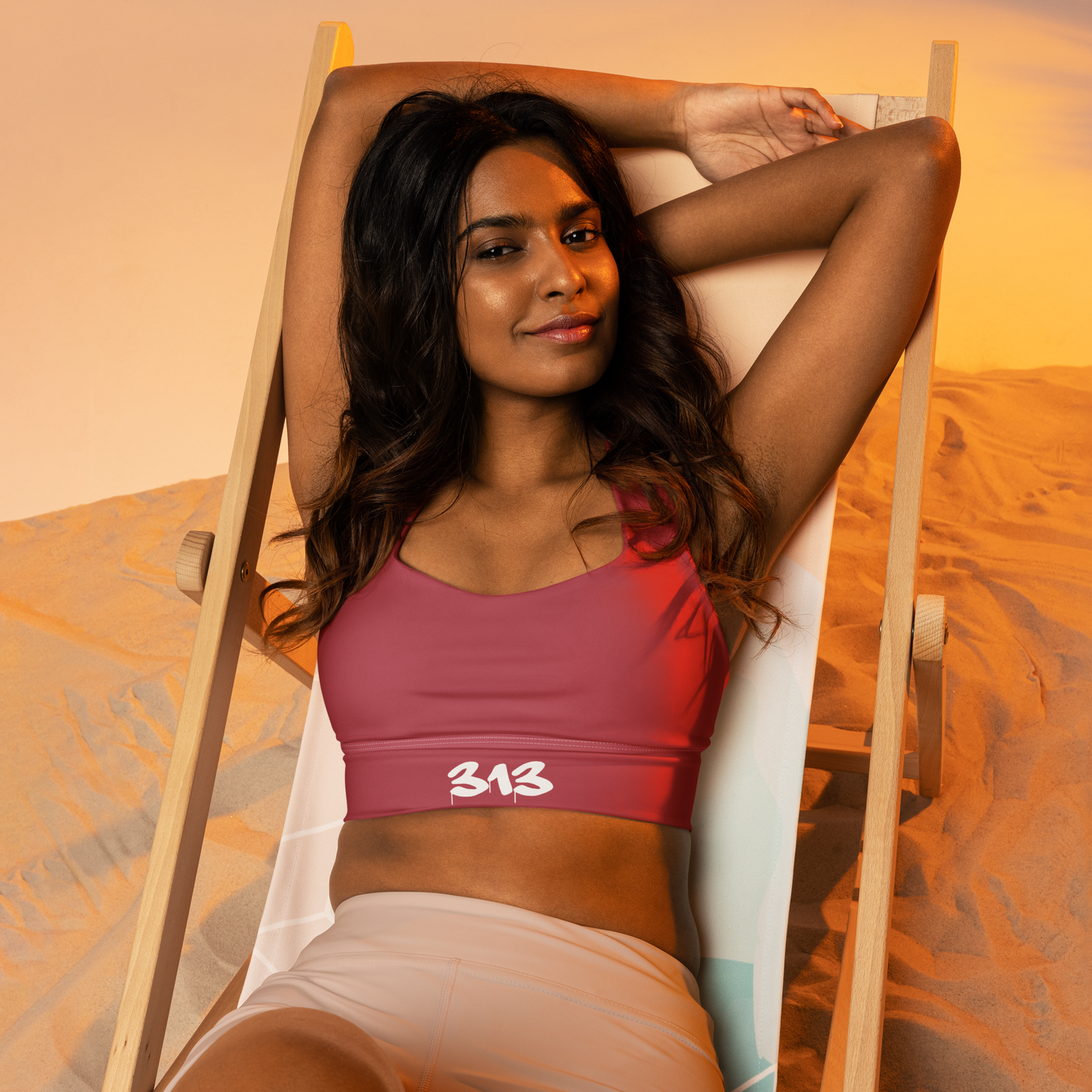 Detroit '313' Longline Sports Bra | Popstar Pink