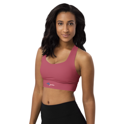 Michigan Upper Peninsula Longline Sports Bra (w/ UP USA Flag) | Popstar Pink