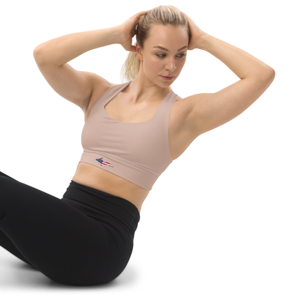 Michigan Upper Peninsula Longline Sports Bra (w/ UP USA Flag) | Rose Gold