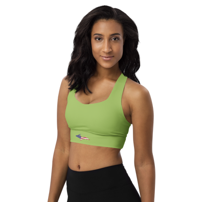 Michigan Upper Peninsula Longline Sports Bra (w/ UP USA Flag) | Gooseberry Green