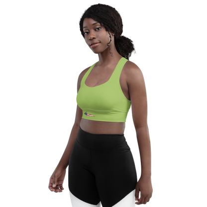 Michigan Upper Peninsula Longline Sports Bra (w/ UP USA Flag) | Gooseberry Green