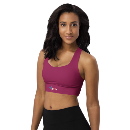 Michigan Upper Peninsula Longline Sports Bra (w/ UP USA Flag) | Ruby Red