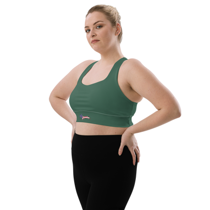 Michigan Upper Peninsula Longline Sports Bra (w/ UP USA Flag) | Ginger Ale Green