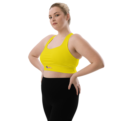 Michigan Upper Peninsula Longline Sports Bra (w/ UP USA Flag) | Gadsden Yellow