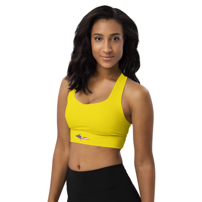 Michigan Upper Peninsula Longline Sports Bra (w/ UP USA Flag) | Gadsden Yellow