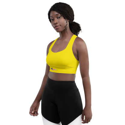 Michigan Upper Peninsula Longline Sports Bra (w/ UP USA Flag) | Gadsden Yellow