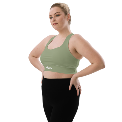 Michigan Upper Peninsula Longline Sports Bra (w/ UP Outline) | Beachgrass Green