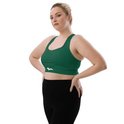 Michigan Upper Peninsula Longline Sports Bra (w/ UP Outline) | Superior Green