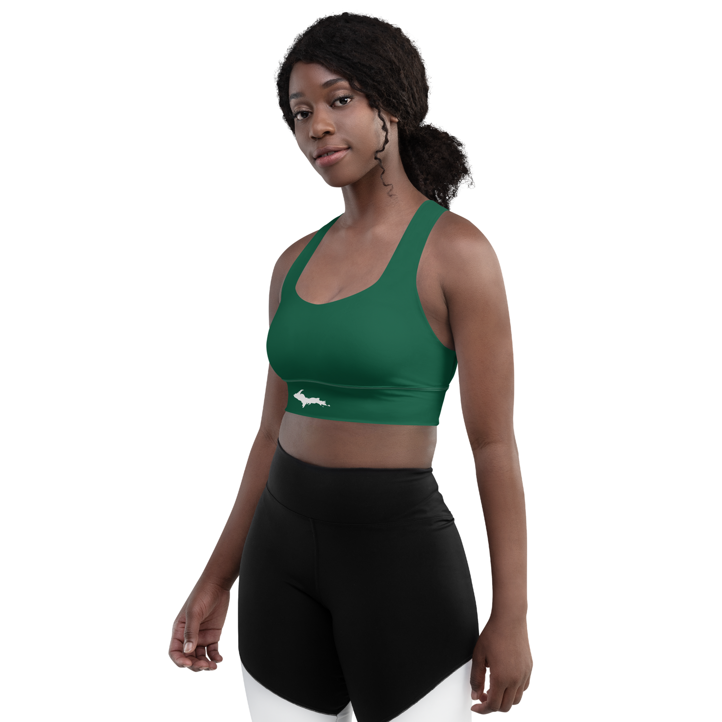 Michigan Upper Peninsula Longline Sports Bra (w/ UP Outline) | Superior Green