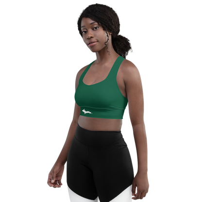 Michigan Upper Peninsula Longline Sports Bra (w/ UP Outline) | Superior Green