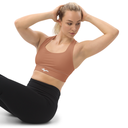 Michigan Upper Peninsula Longline Sports Bra (w/ UP Outline) | Copper Color