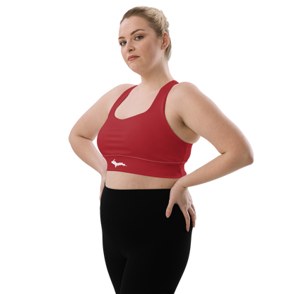 Michigan Upper Peninsula Longline Sports Bra (w/ UP Outline) | Thimbleberry Red