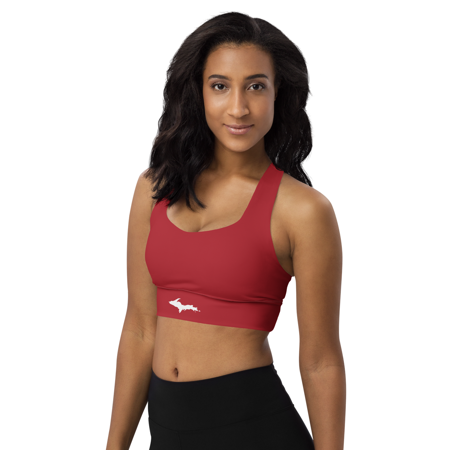 Michigan Upper Peninsula Longline Sports Bra (w/ UP Outline) | Thimbleberry Red